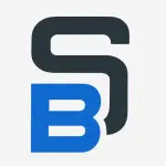 SmekerBuilt SB monogram logo in dark gray and blue on light background