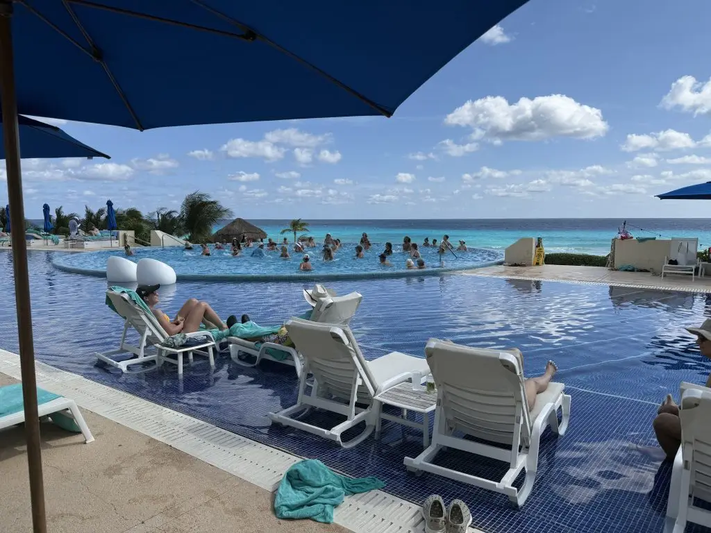 Pool and ocean view in Cancún during a brief break between industrial startup trips